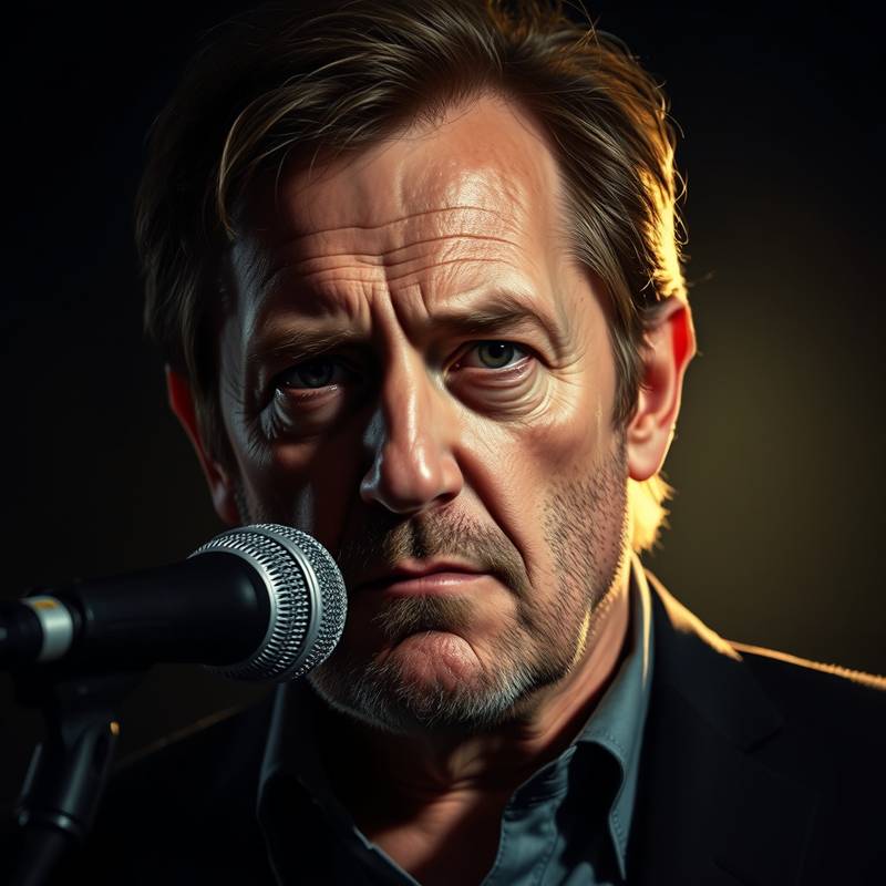 Portret van Pieter Janssens, een jazz zanger met een serieuze blik